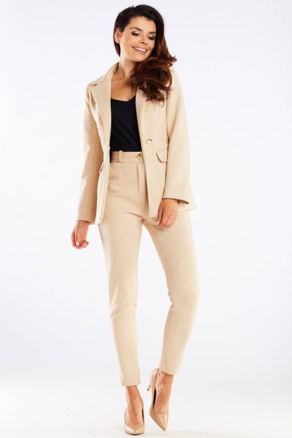 Beige Women Trousers in Pants, Trousers, Shorts with Spandex and Polyester