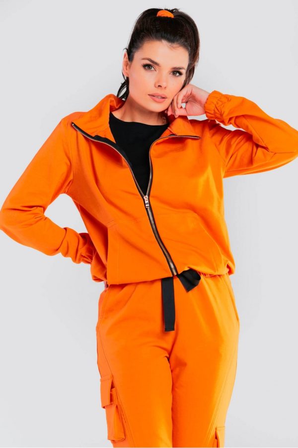 Orange Sweatshirt in Sweatshirts For Women with Cotton and Spandex