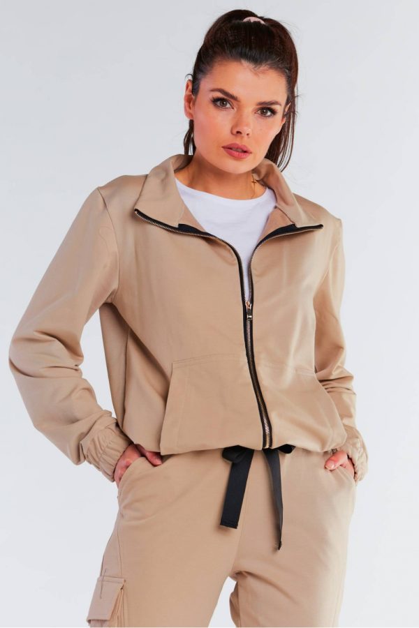 Beige Sweatshirt in Sweatshirts For Women with Cotton and Spandex