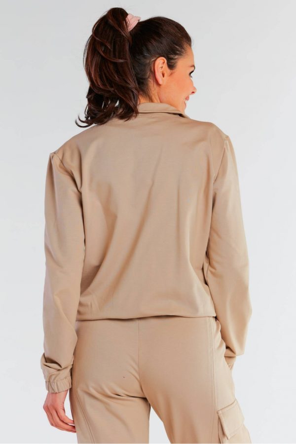 Beige Sweatshirt in Sweatshirts For Women with Cotton and Spandex