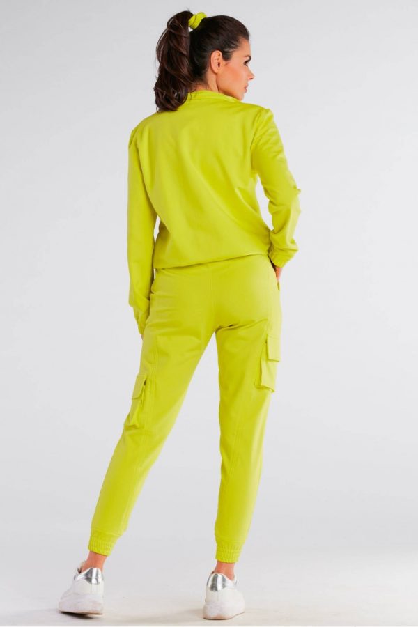 Green Women Trousers in Pants, Trousers, Shorts with Cotton and Spandex