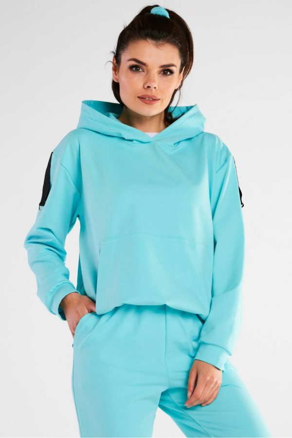 Blue Sweatshirt in Sweatshirts For Women with Cotton and Spandex