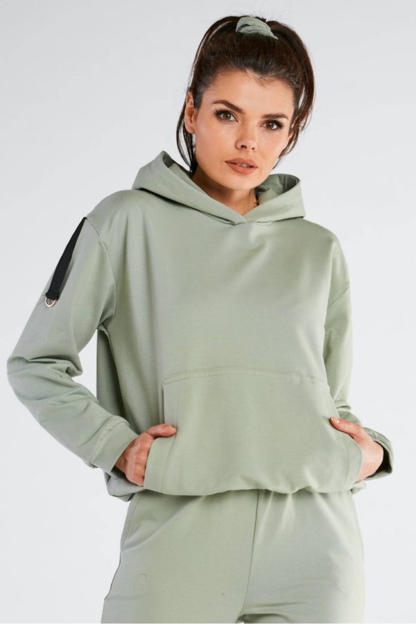 Green Sweatshirt in Sweatshirts For Women with Cotton and Spandex