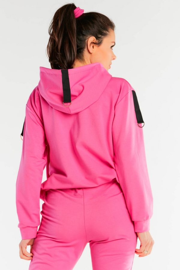 Pink Sweatshirt in Sweatshirts For Women with Cotton and Spandex