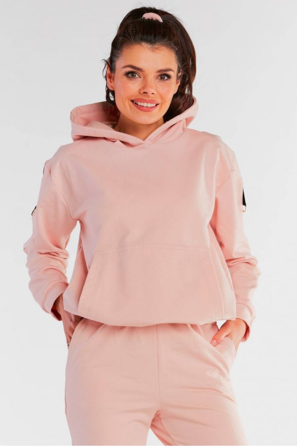 Pink Sweatshirt in Sweatshirts For Women with Cotton and Spandex