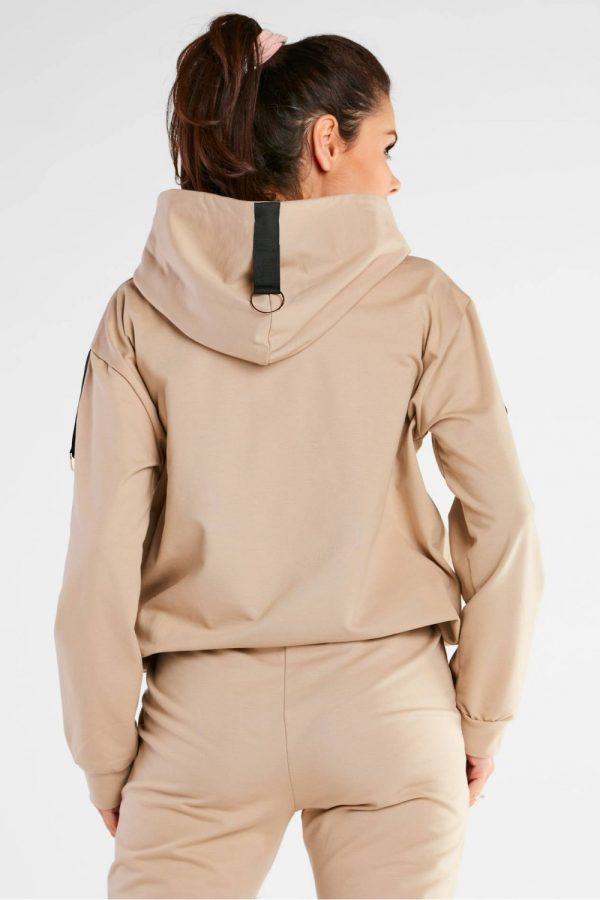 Beige Sweatshirt in Sweatshirts For Women with Cotton and Spandex