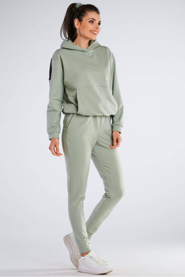 Green Tracksuit Trousers in Women`s Tracksuit Bottoms, Sports Pants with Cotton and Spandex