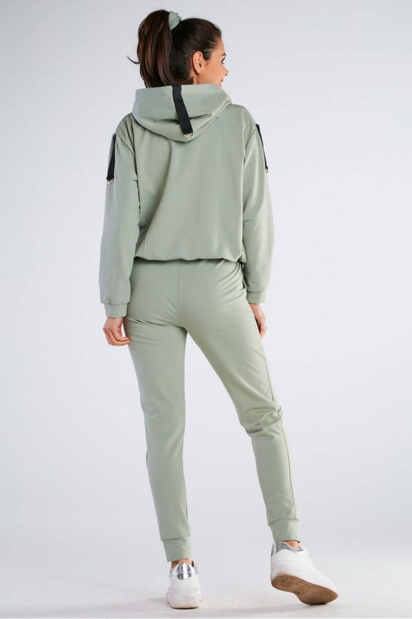 Green Tracksuit Trousers in Women`s Tracksuit Bottoms, Sports Pants with Cotton and Spandex