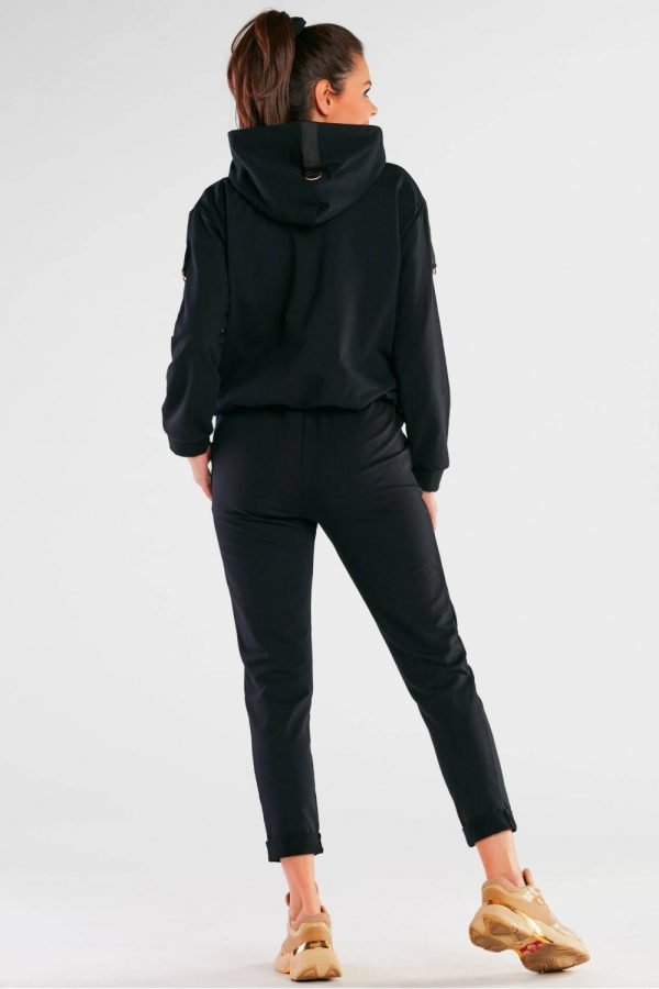 Black Tracksuit Trousers in Women`s Tracksuit Bottoms, Sports Pants with Cotton and Spandex