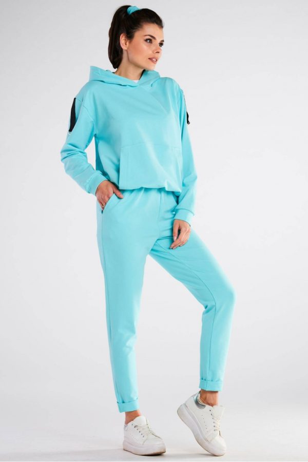 Blue Tracksuit Trousers in Women`s Tracksuit Bottoms, Sports Pants with Cotton and Spandex