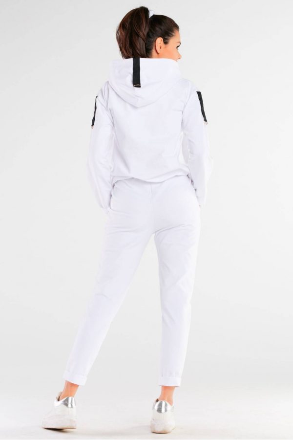 White Tracksuit Trousers in Women`s Tracksuit Bottoms, Sports Pants with Cotton and Spandex
