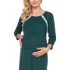 919102 Green Maternity Nightgown in Maternity Nightwear with Spandex and Viscose