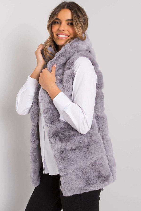 Grey Gilet in Women`s Coats, Jackets with Polyester