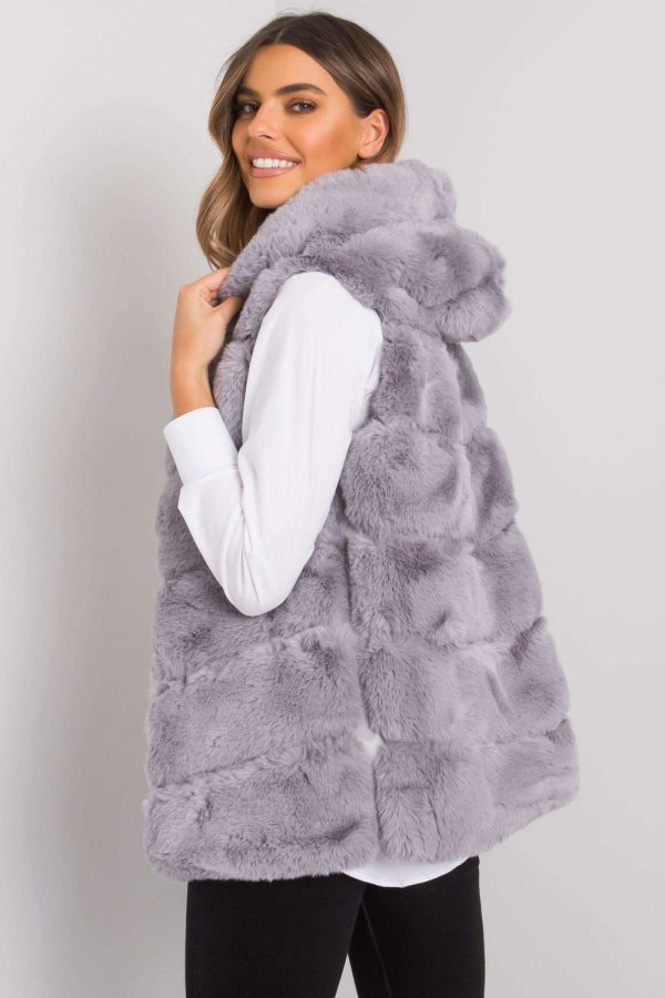 Grey Gilet in Women`s Coats, Jackets with Polyester