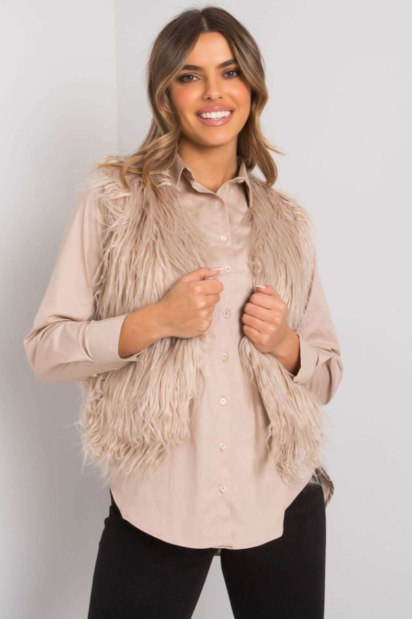 Beige Gilet in Jackets, Vests For Women with Polyester