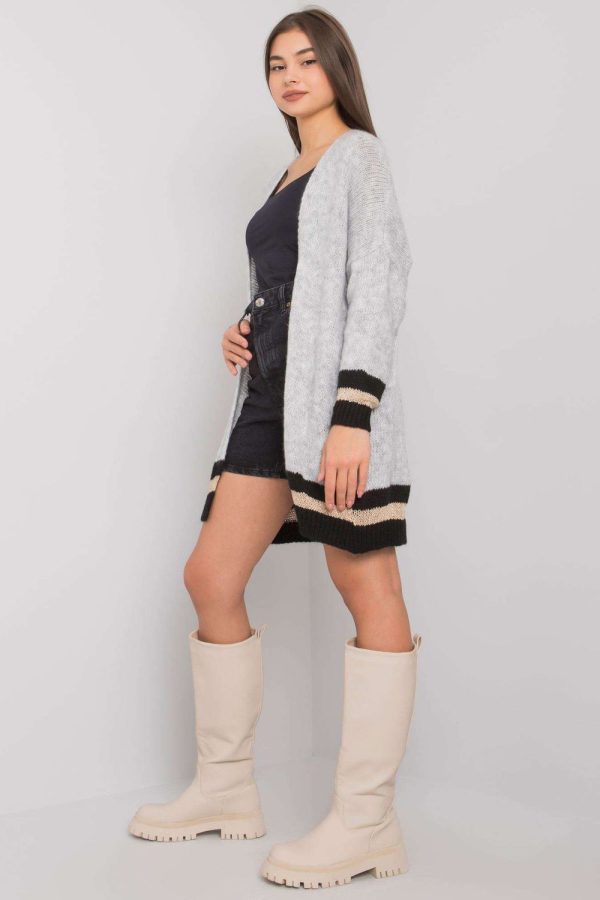 Grey Cardigan in Cardigans For Women, Ponchos with Polyamide, Polyacrylic, Viscose and Wool