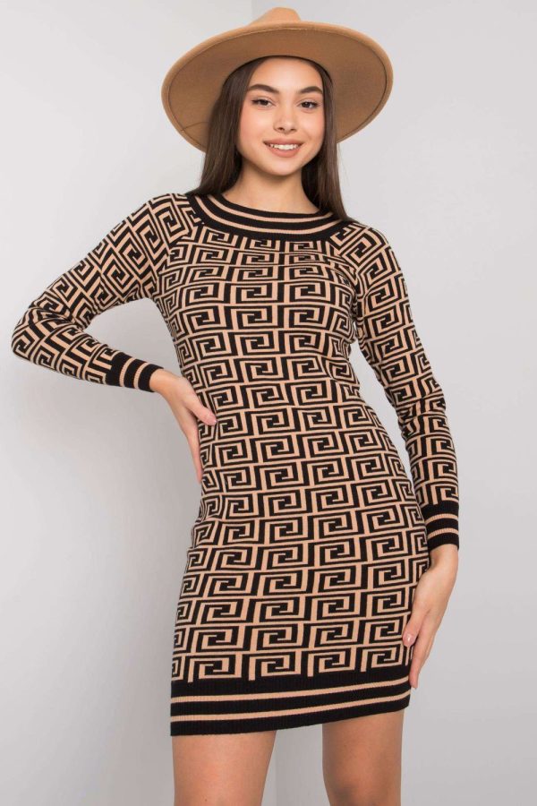 Brown Daydress in Day Dresses with Nylon, Polyester and Viscose
