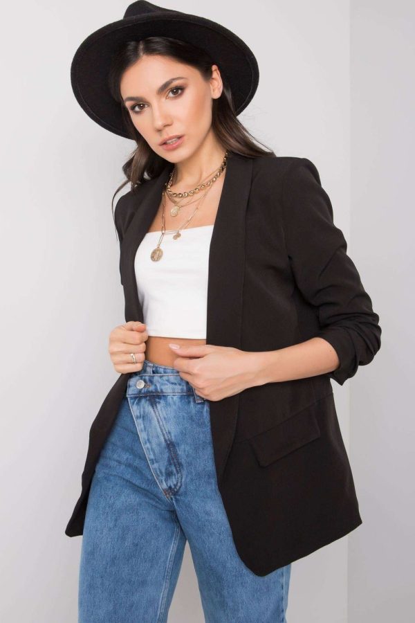 Black Jacket in Jackets, Vests For Women with Spandex and Polyester