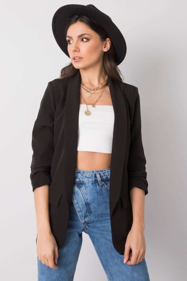 Black Jacket in Jackets, Vests For Women with Spandex and Polyester