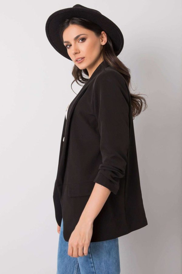 Black Jacket in Jackets, Vests For Women with Spandex and Polyester
