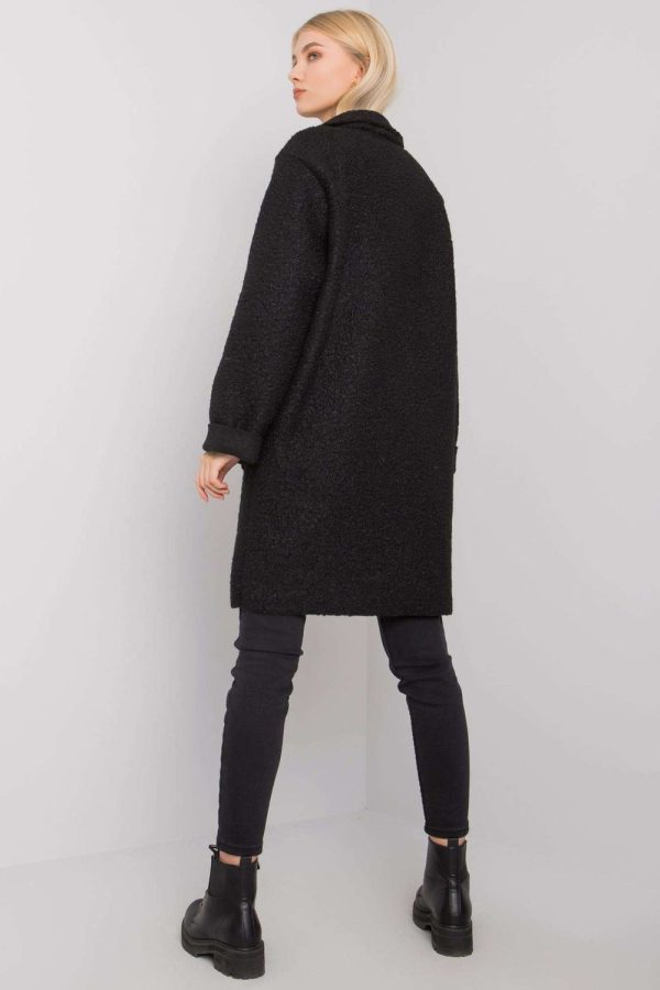 Black Coat in Women`s Coats, Jackets with Polyester