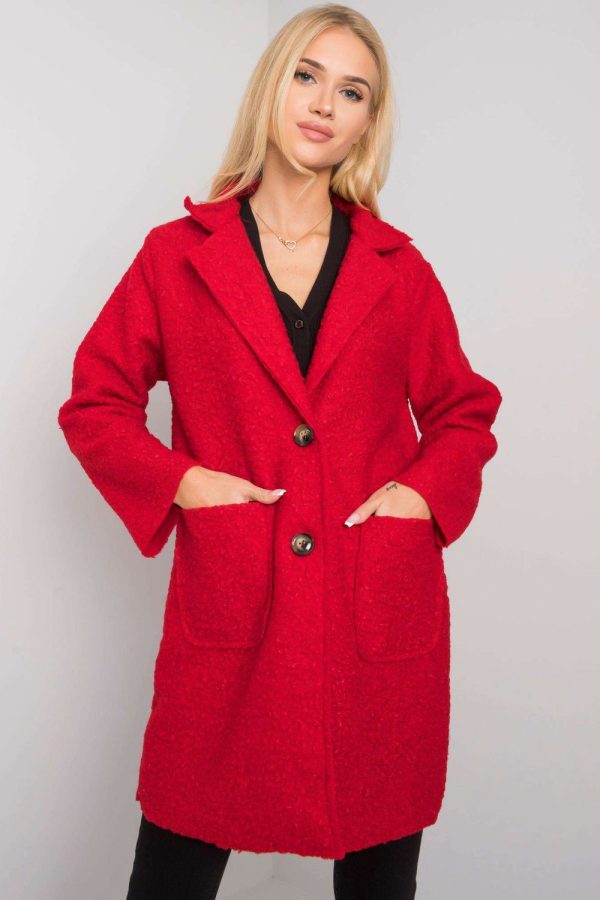 Red Coat in Women`s Coats, Jackets with Polyester