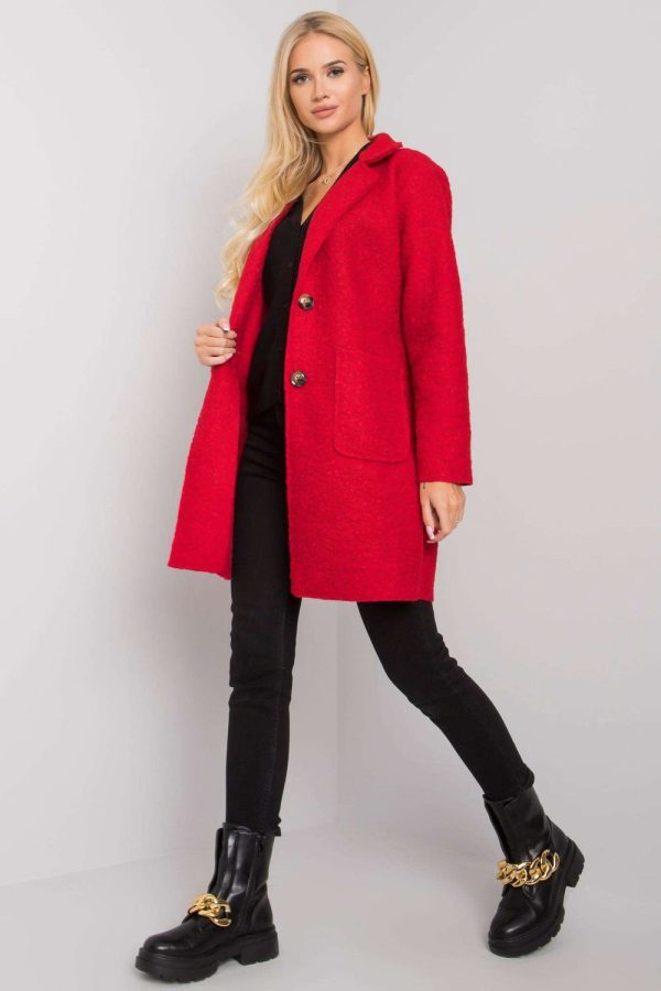 Red Coat in Women`s Coats, Jackets with Polyester