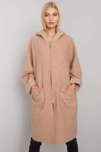 Beige Coat in Women`s Coats, Jackets with Polyester