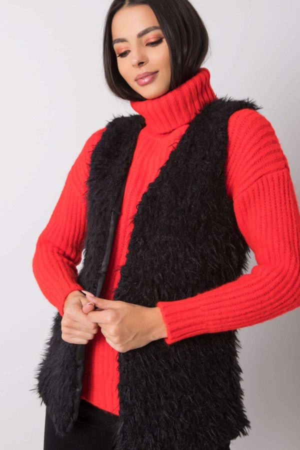 Black Gilet in Women`s Coats, Jackets with Polyester