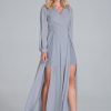 Grey Evening Dress in Evening Dresses with Spandex and Polyester