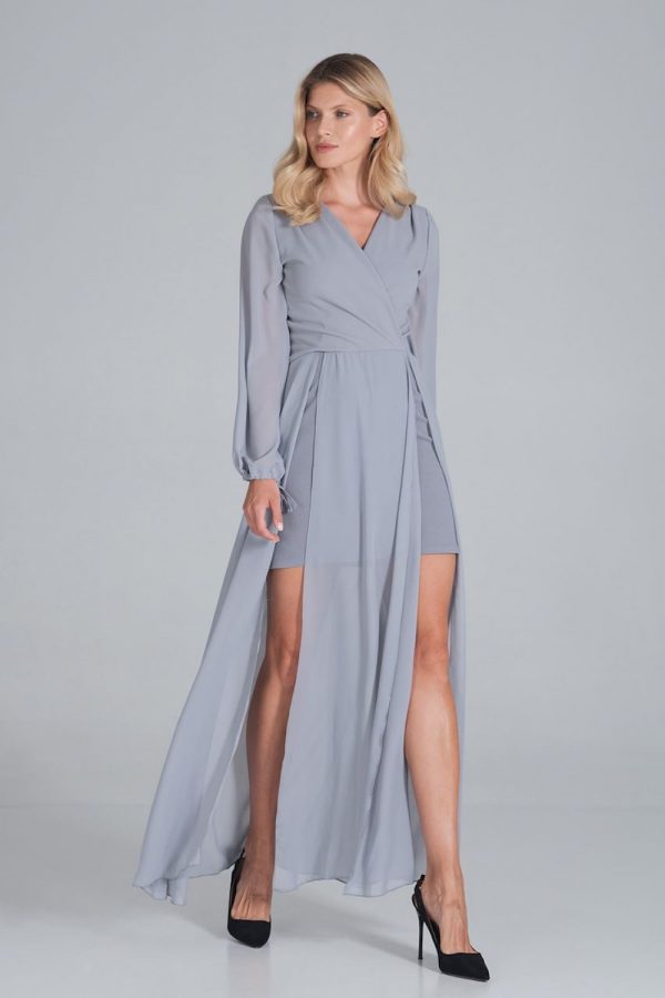 Grey Evening Dress in Evening Dresses with Spandex and Polyester