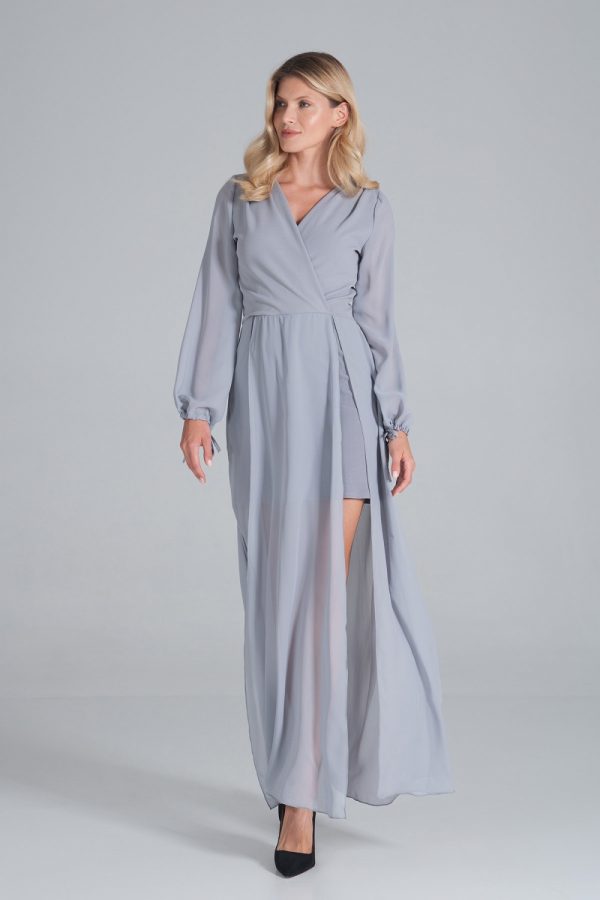 Grey Evening Dress in Evening Dresses with Spandex and Polyester