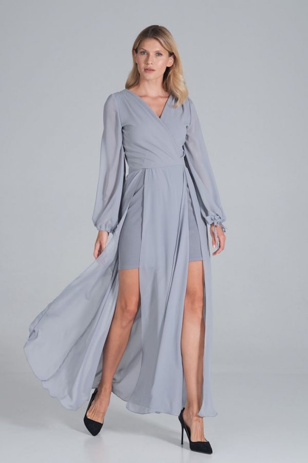 Grey Evening Dress in Evening Dresses with Spandex and Polyester