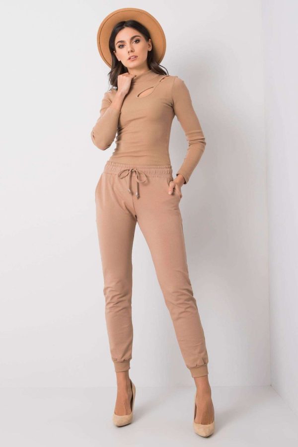 Brown Tracksuit Trousers in Women`s Tracksuit Bottoms, Sports Pants with Cotton and Spandex