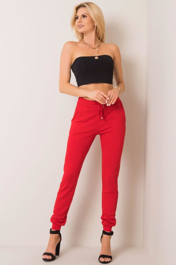 Red Tracksuit Trousers in Women`s Tracksuit Bottoms, Sports Pants with Cotton and Spandex