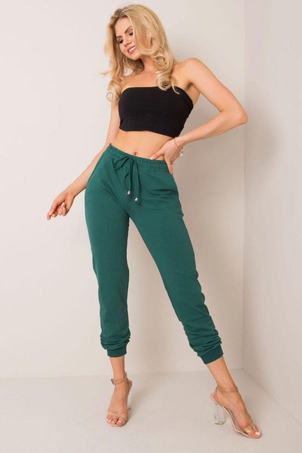 Green Tracksuit Trousers in Women`s Tracksuit Bottoms, Sports Pants with Cotton and Spandex