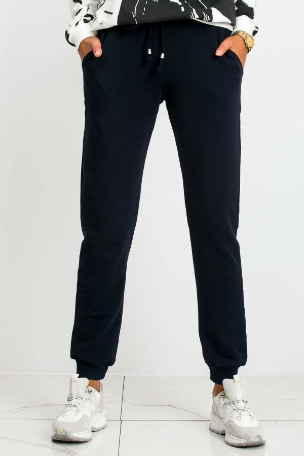 Navy Blue Tracksuit Trousers in Women`s Tracksuit Bottoms, Sports Pants with Cotton and Spandex
