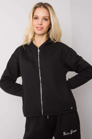 Black Sweatshirt in Cotton and Spandex .