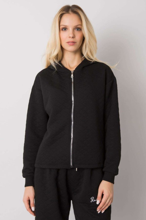 Black Sweatshirt in Cotton and Spandex .