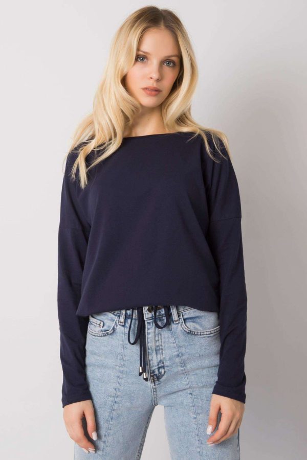 Navy Blue Blouse in Women`s Blouses, Tunics with Cotton and Spandex