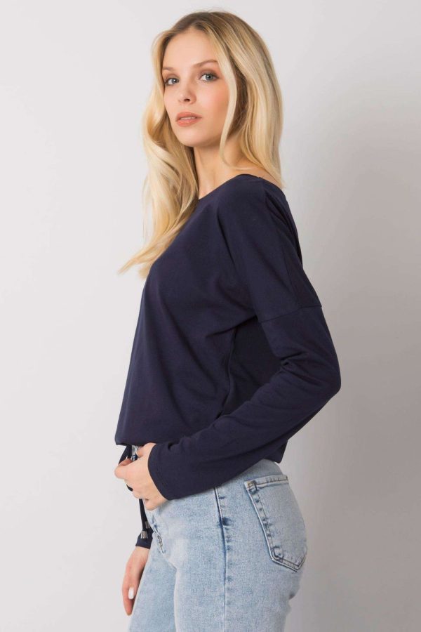 Navy Blue Blouse in Women`s Blouses, Tunics with Cotton and Spandex