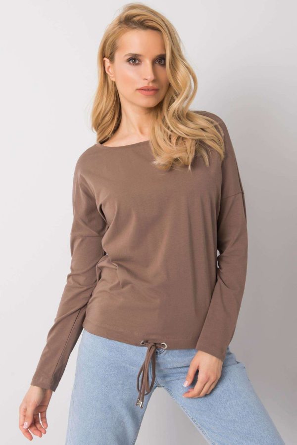 Brown Blouse in Women`s Blouses, Tunics with Cotton and Spandex