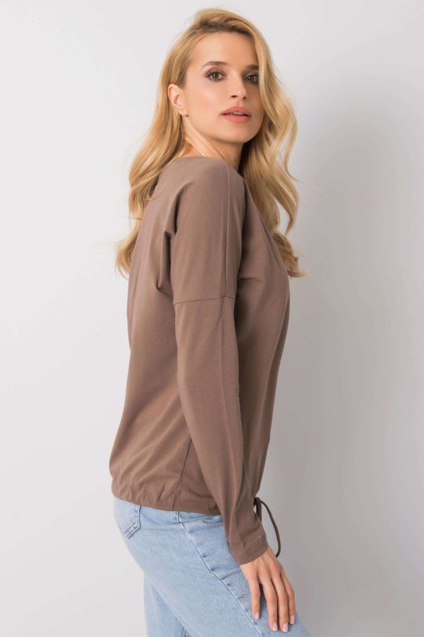 Brown Blouse in Women`s Blouses, Tunics with Cotton and Spandex