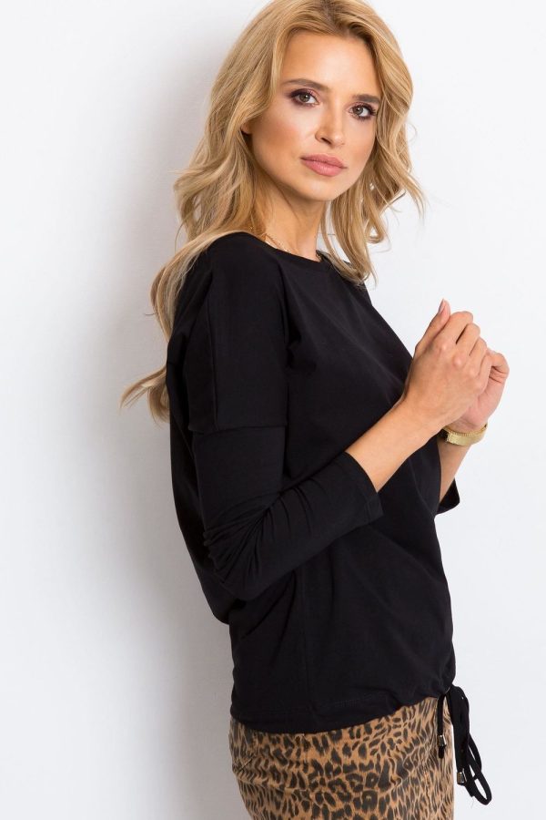 Black Blouse in Women`s Blouses, Tunics with Cotton and Spandex