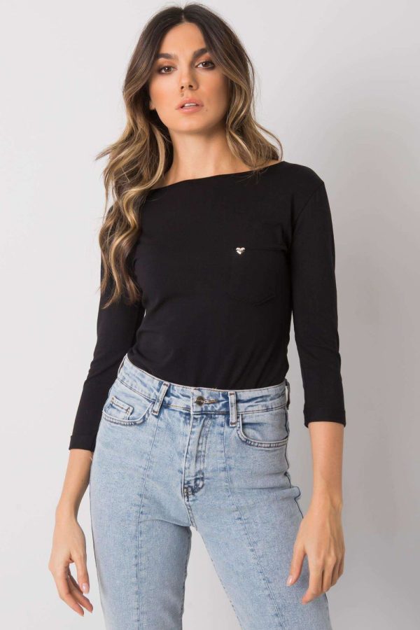 Black Blouse in Women`s Blouses, Tunics with Cotton and Spandex