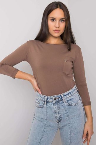 Brown Blouse in Women`s Blouses, Tunics with Cotton and Spandex