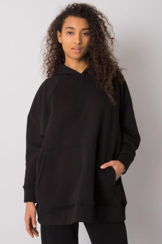 Black Sweatshirt in Cotton and Spandex .