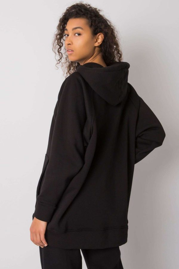 Black Sweatshirt in Cotton and Spandex .