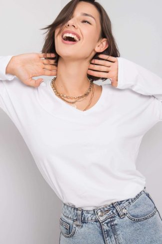 White Blouse in Cotton and Spandex ...