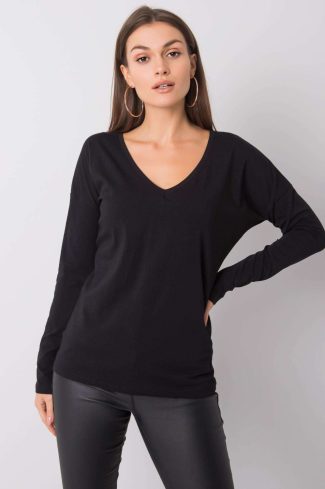Black Blouse in Cotton and Spandex ...